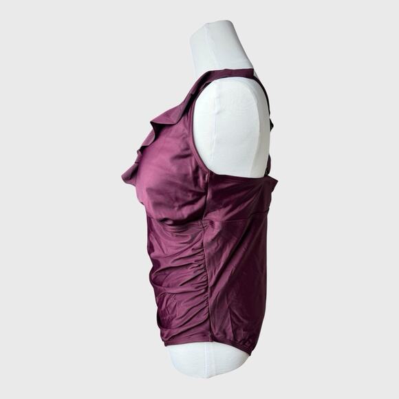 Kona Sol Womens One Piece Shirred Wrap Swimsuit Size 14W Purple Tummy Control - Picture 9 of 16